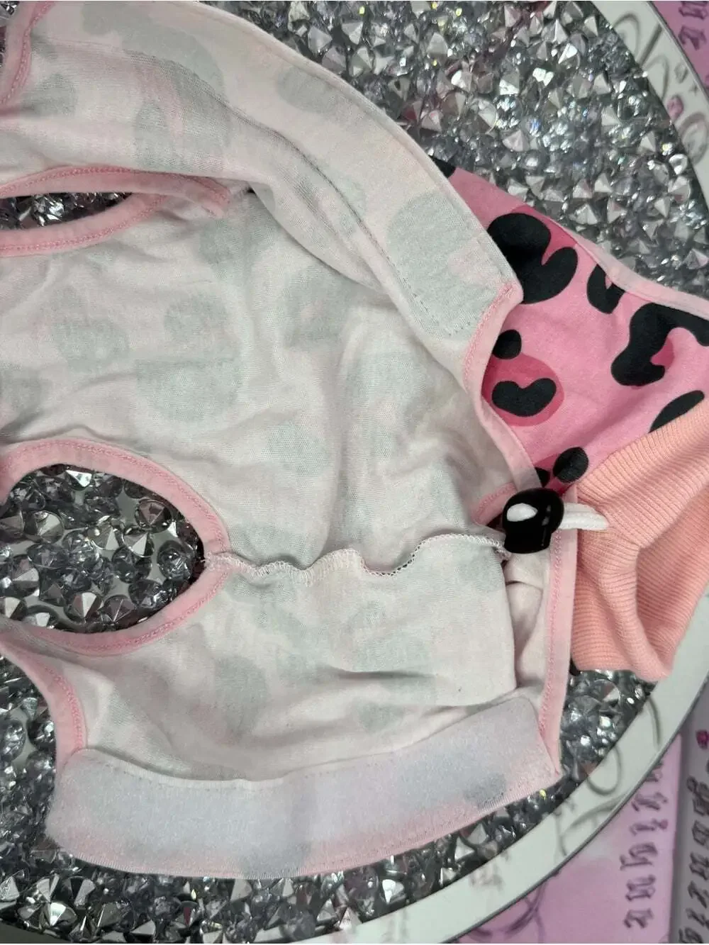 Animal onsie tshirt legs Pink Leopard Print Dog Tee with Ribbed Collar